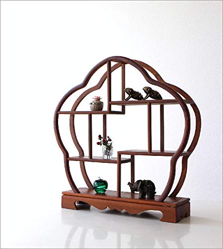 木製和風飾り棚 Amazon.co.jp: 飾り棚 丸 漆塗り 48cm 和風 和室 床の間 盆栽棚